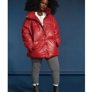 Avec Les Filles Vegan Leather Puffer Coat